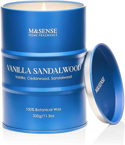 M&SENSE Vanilla Sandalwood Scented Candles Natural Non Toxic, Aromatherapy Candle for Stress Relief Meditation Relaxing, Housewarming Gifts for Women Men, 11.3oz 70 Hour Long Burning - Bloomnest