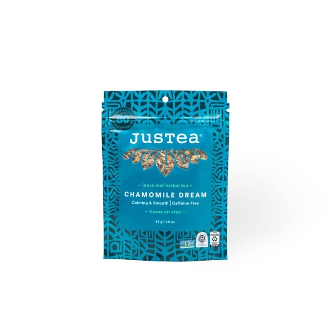 JusTea CHAMOMILE DREAM | Loose Leaf Herbal Tea | Recyclable Refill Pouch | 40+ Cups (1.6oz) | Caffeine Free | Award-Winning | Fair Trade | Non-GMO - Bloomnest