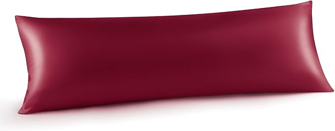 INFIIXSO Body Pillow Cover with Zipper, Luxury Mulberry Silk Body Pillow Case 20x54 Inches, Ultra Smooth and Soft Cooling Long Pillowcase, Gift for Women, Men(Burgundy) - Bloomnest