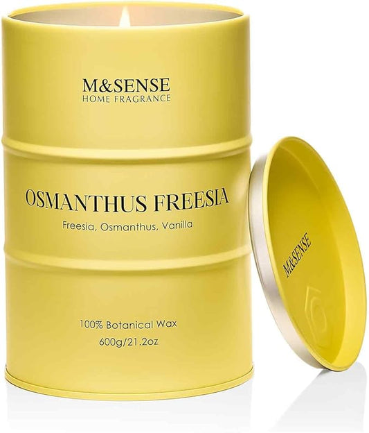 M&SENSE Osmanthus Freesia Scented Candles Large, Natural Soy Candles 21.2oz 120 Hour Slow Burning,Aromatherapy Candle for Stress Relief Meditation Relaxing - Bloomnest