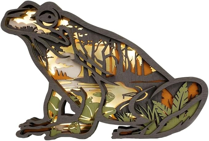 3D Wooden Animal Carving LED Night Light, Wood Carving Light, Modern Home Decoration, Decorative Tables, Cabinets, Living Rooms, Bedrooms, Offices, Farmhouses, Bookshelves, Perfect Holiday Gifts - Bloomnest