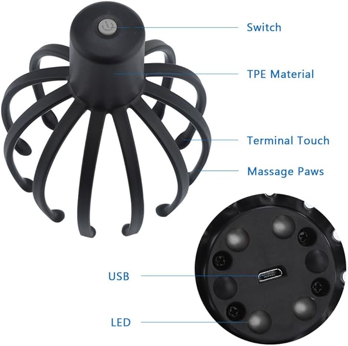 Electric Octopus Claw Scalp Massager Stress Relief Therapeutic Head Scratcher Relief Bloomnest
