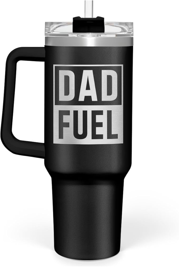 Dad Gifts from Daughter Son, Dad Fuel Tumbler with Handle 40oz, Stainless Steel Insulated Cup Gift Set with Lid & Straw, Coffee Tumblers for Dads Father's Day Birthday Christmas - Bloomnest