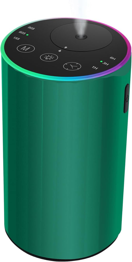 Waterless Essential Oil Diffuser, Battery Powered Mini Scent Air Machine, Aromatherapy Mist Diffuser for Home Room Car Office (Green) - Bloomnest