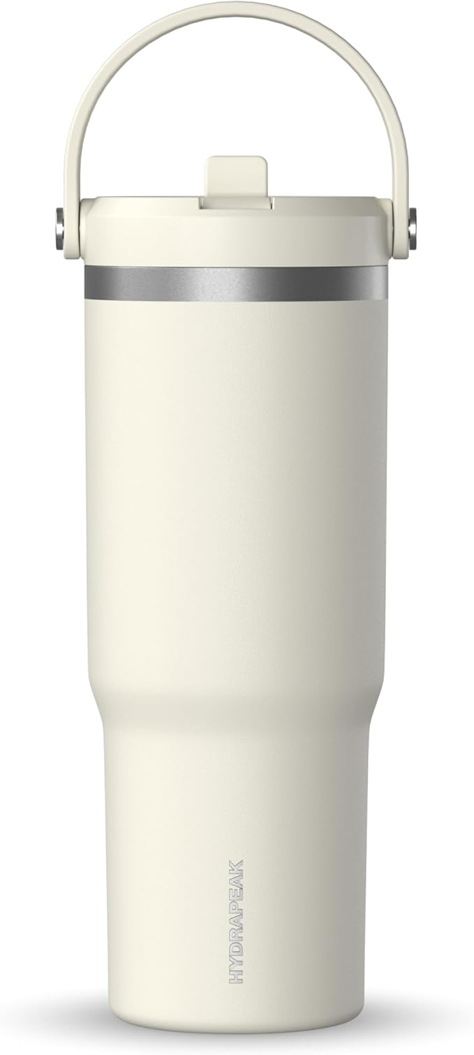Hydrapeak Nomad 32 oz Tumbler with Handle and Straw Lid, Leakproof, Double Insulated, 32oz Cup Stainless Steel (Ivory) - Bloomnest