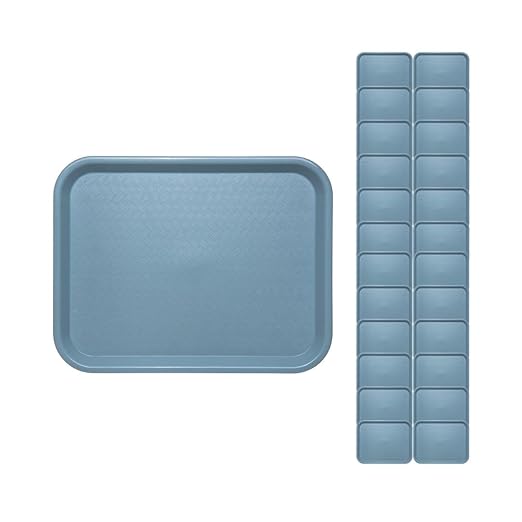 Carlisle FoodService Products Cafe Cafeteria Tray, Meal Tray, Fast Food Tray with Patterned Surface for Cafeterias, Fast Food, and Dining Room, Plastic, 10 x 14 Inches, Slate Blue, (Pack of 24) - Bloomnest
