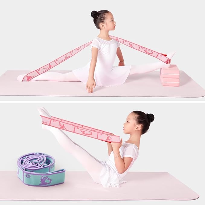 2 PCS Stretch Strap for Kids Dance Elastic Band for Children Gymnastics Stretching Strap Kids Stretching Bands Stuff Multi-Loop Adjustable Bands Stretching Resistance Ballet Bands -8 Loops