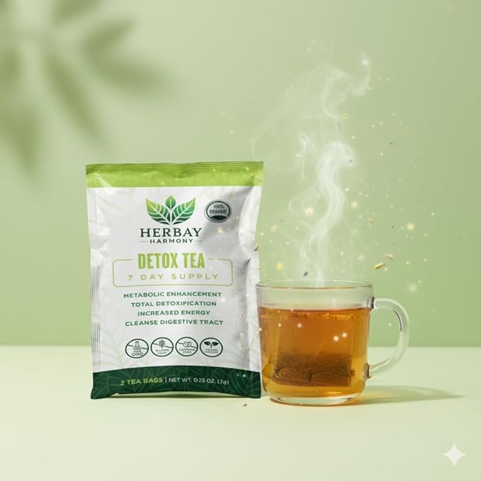 Herbay Harmony Organic Detox Tea – Caffeine-Free Herbal Cleanse for Bloating Relief, Digestive Tea & Natural Body Detox, Organic Herbal Blend with Ginger, Chamomile & Papaya - 24 Pack (24 Week Balance Pack) - Bloomnest