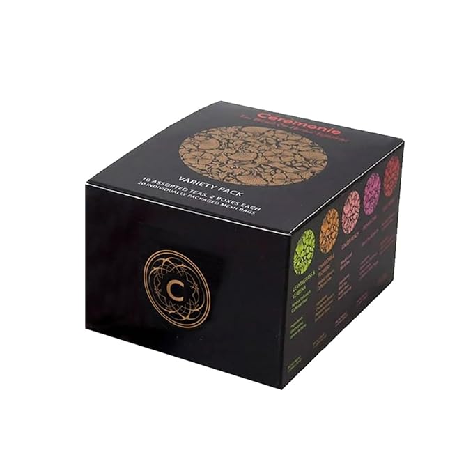 Ceremonie Tea Gourmet Variety Sampler Pack - Collection of 10 Assorted Single Serve Flavors - 20 Petite Mini Cubes with 2 Cubes of each Flavor - Ideal Gift for Tea Lovers - Bloomnest