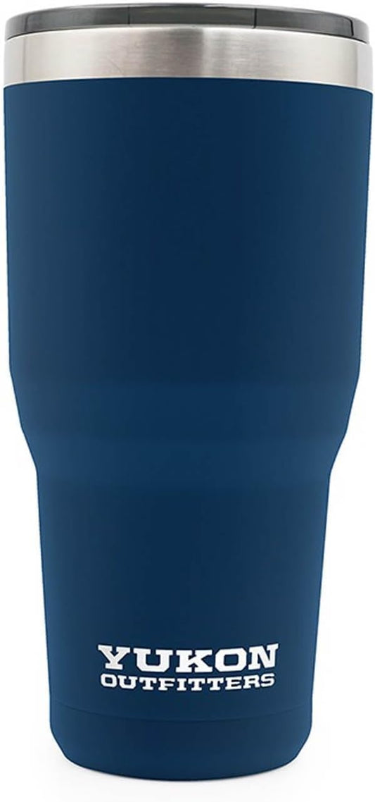 Yukon Outfitters Freedom High Grade 18/8 Corrosion-Resistant Stainless Steel Double Wall Vacuum Insulated Tumbler (30oz / 890ml) - 7.85" H x 3.9" Top Dia. / 2.9" Bottom dia., Navy - Bloomnest