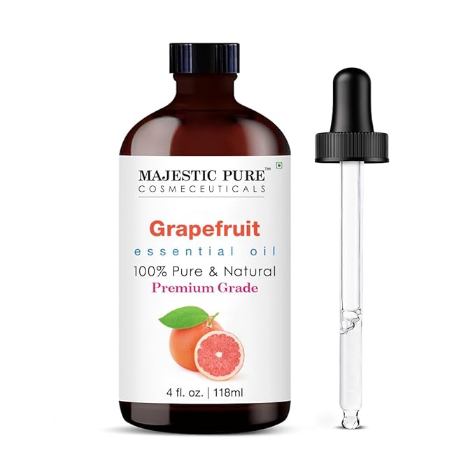 Majestic Pure Grapefruit Essential Oil with Glass Dropper - Huge 4 Fl Oz - 100% Pure and Natural Grapefruit Oil - Premium Grade Essential Oils for Diffuser, Aromatherapy, Soap and Candle Making - Bloomnest