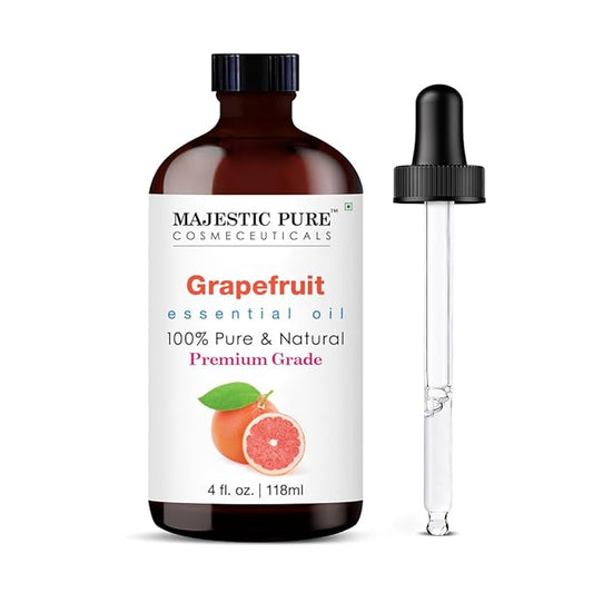 Majestic Pure Grapefruit Essential Oil with Glass Dropper - Huge 4 Fl Oz - 100% Pure and Natural Grapefruit Oil - Premium Grade Essential Oils for Diffuser, Aromatherapy, Soap and Candle Making - Bloomnest