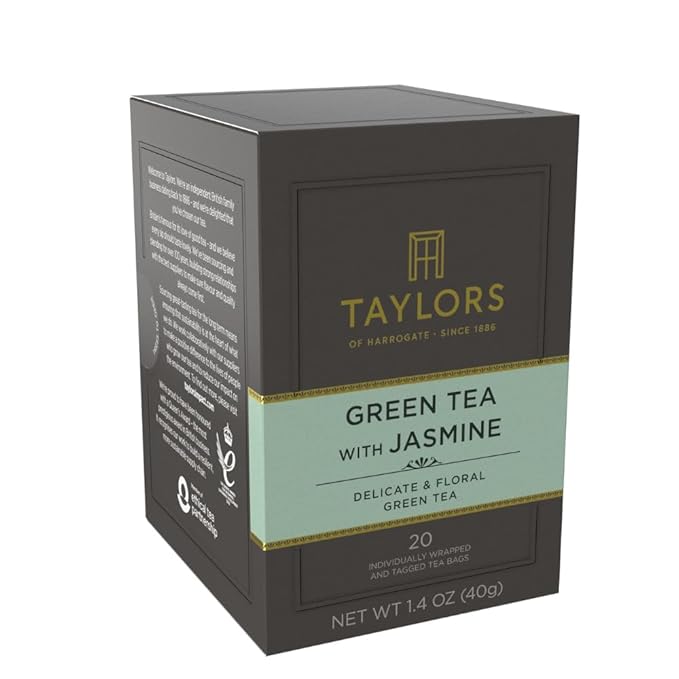 Taylors of Harrogate Green Tea with Jasmine, Individually Wrapped Bags, 20 Count (Pack of 1), Delicate, Floral & Sweet, Caffeinated, Enjoy Hot or Iced, 20 Teabags - Bloomnest