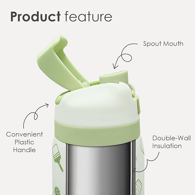 Pickleball Insulated Stainless Steel Water Bottle with Straw for Sports and Travel, 32oz, Gifts for Pickleball Lover Women Girls Friends Teens Birthday Christmas - Bloomnest