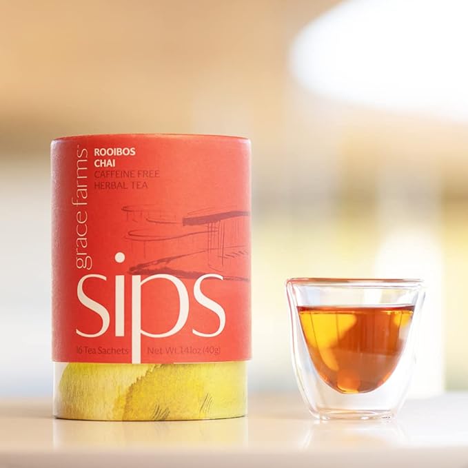 Grace Farms ROOIBOS CHAI Herbal Tea (16 Pyramid Sachets) | Healthy and Caffeine Free | Organic, Fair Trade and Kosher Certified | Gives Back 100% of Profits - Bloomnest