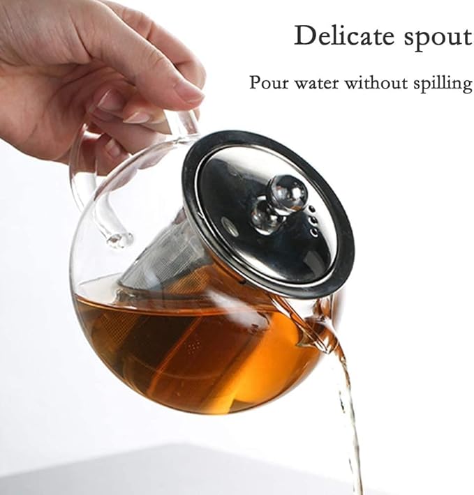 Glass Teapot with Removable Infuser Stovetop & Microwave Safe Borosilicate Clear Glass Teapot (22OZ) - Bloomnest