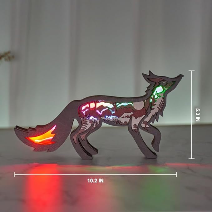3D Wooden Animal Carving Multi-Color LED Night Light, Wood Carving Light, Modern Home Decoration, Decorative Tables, Cabinets, Living Rooms, Bedrooms, Offices, Farmhouses, Bookshelves, Perfect Gifts - Bloomnest