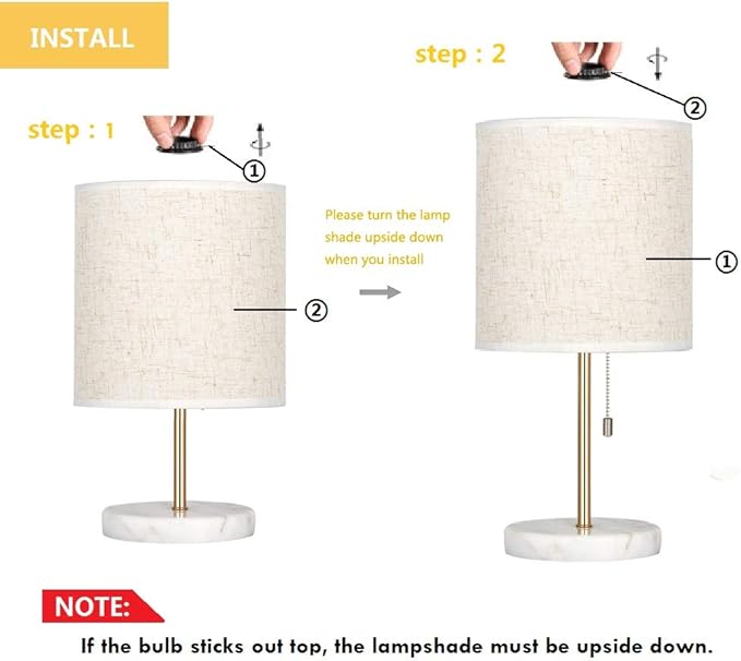 HAITRAL Bedside Table Lamp - Small Nightstand Lamp with Marble Base, Lamp for Bedroom, Office, Girls Room - Gold - Bloomnest
