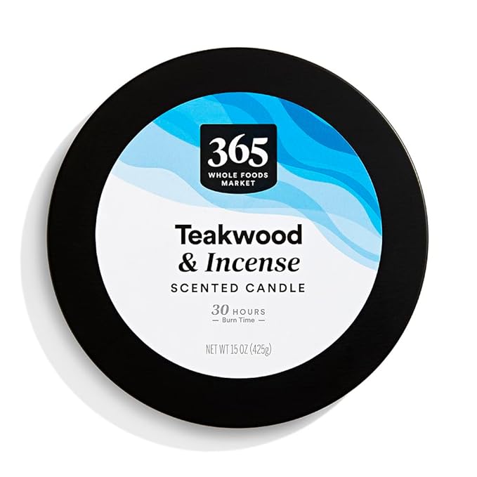 365 by Whole Foods Market, 3-Wick Scented Candle, Teakwood & Incense, 30 Hour Burn Time, 15 Ounce - Bloomnest