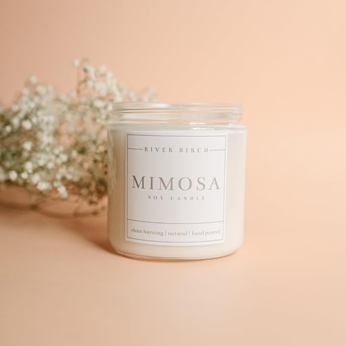 River Birch Candles Mimosa Scented Candle | Premium, All-Natural, Non-Toxic, Soy Candles | 16oz 90 Hr Burn Time | Cozy Relaxing Gifts for Home - Bloomnest