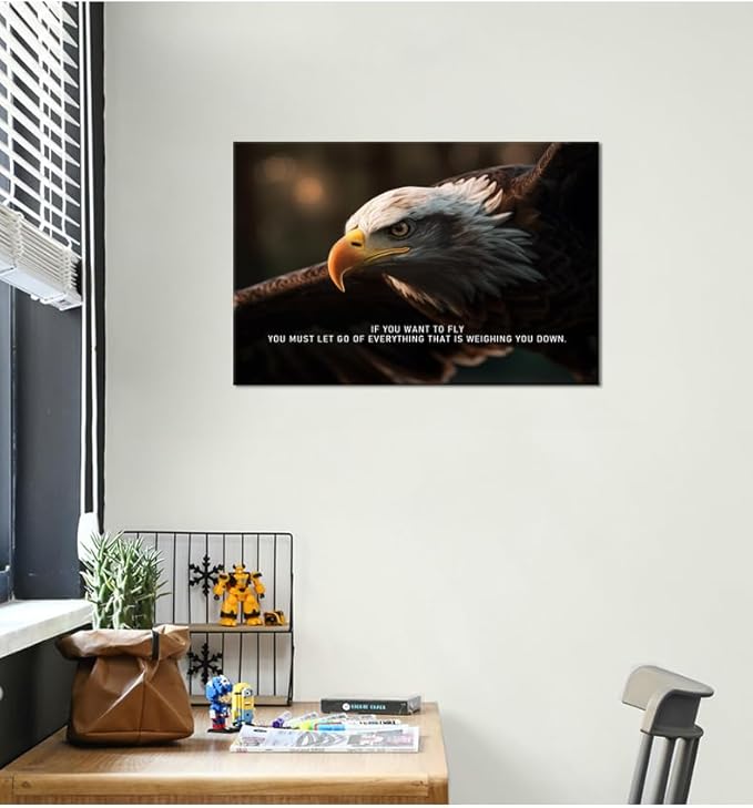 If You Want To Fly Animal Inspirational Canvas Wall Art Motivational Quotes Eagle Posters Picture Prints Modern Home Decor Painting Artwork for Office Stretched and Framed [12''W x 18''H] - Bloomnest