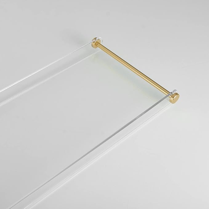 Bathtub Tray Clear Caddy Rack: Acrylic Tub Tray Shelf with Gold Rails to Hold Book Phone Candle Wine - Waterproof Bathtub Accessories, Luxury Gifts for Women - Bloomnest