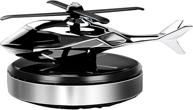 Car Air Freshener, Helicopter Solar Energy Rotating Aromatherapy Aviation Al Alloy Diffuser, Interior Decoration Accessories Diffuser for Car and Home (Silver) - Bloomnest