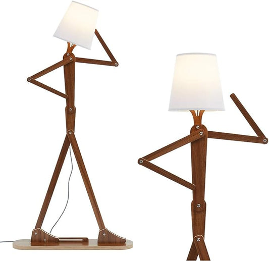 Cool Tall Floor Lamp Decorative Reading Standing Wood Swing Arm Wood Lighting for Corner Kids Boys Girls Bedroom Living Room Home Improvement Office Farmhouse - with LED Bulb (Walnut) - Bloomnest