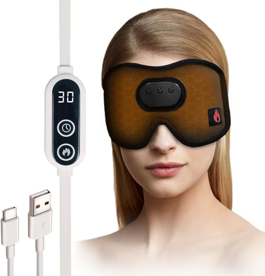 Heated Eye Mask with Bluetooth Headphones SYPVRY Wireless Sleep Eye Mask Headphones for Sleeping with Temperature & Timer Control, Warm Eye Compress USB Heated Mask for Dry Eyes Style, Black - Bloomnest