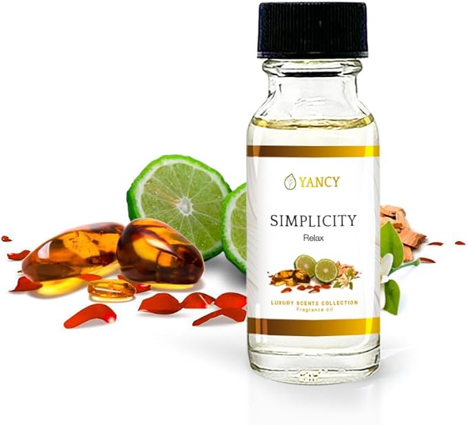 YANCY Simplicity Luxury Collection Fragrance Oil (1/2 oz), Clean Minimalist Aroma, Ideal for Diffusers, Oil Burners & Aroma Lamps, Light Fragrance for a Calm, Clear Space YancySpa