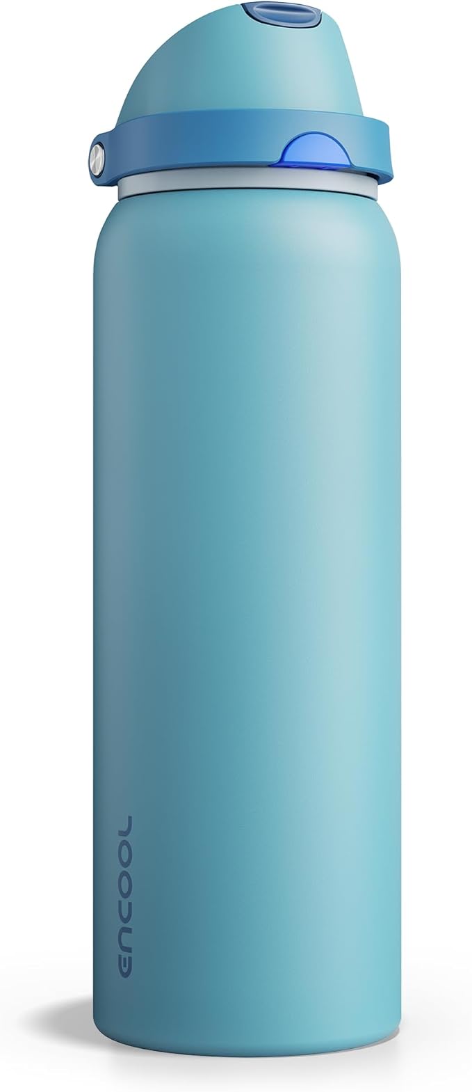 Insulated Water Bottle with Straw - Encool Stainless Steel Water Bottle with Push Button Lid, Leak-Proof & BPA-Free, Keeps Cold for 24 Hours for Sports, Travel, Gym (40 oz, Silk Blue) ENCOOL