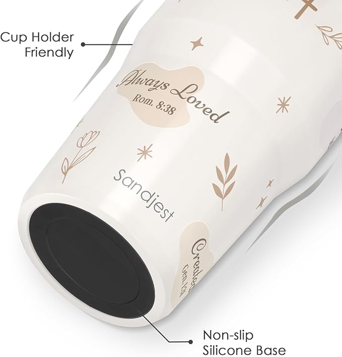 SANDJEST Christian Stainless Steel Straw Lid Tumbler 30oz with Carry Handle for Women Girls, You Are Insulated Travel Coffee Cup, Gift for Sports Outdoor Workout Christmas Birthday - Bloomnest