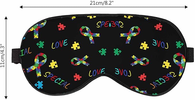 Awareness Day Sleep Eye Mask Autism Ribbon Men Women Sleep Mask with Adjustable Strap Eye Cover Eye Shade for Travel, Nap,Meditation - Bloomnest