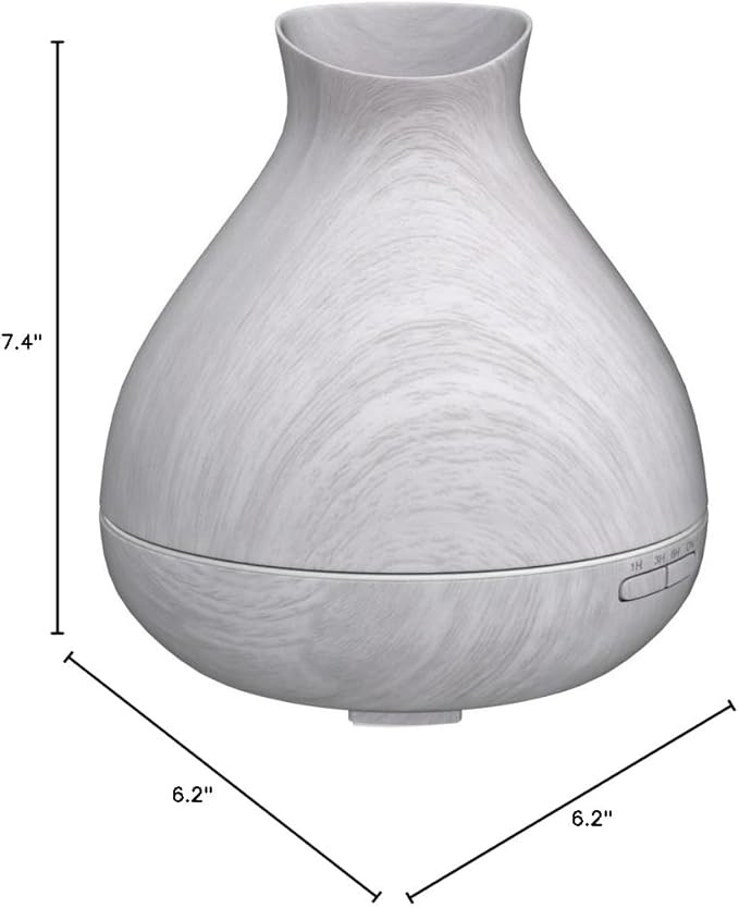BZseed Aromatherapy Essential Oil Diffuser 550ml 12 Hours White Wood Grain Aroma Diffuser with Timer for Large Room, Home, Baby Bedroom, Waterless Auto Shut-Off, 7 Colors Lights Changing - Bloomnest