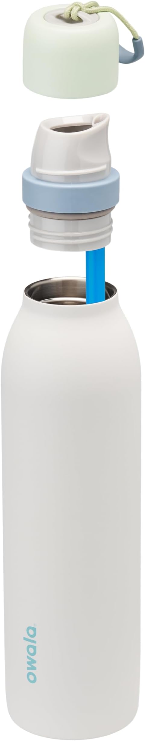 Owala FreeSip Twist Insulated Stainless Steel Water Bottle with Straw for Sports and Travel, BPA-Free, 24-oz, Green/White (Iced Breeze) Owala