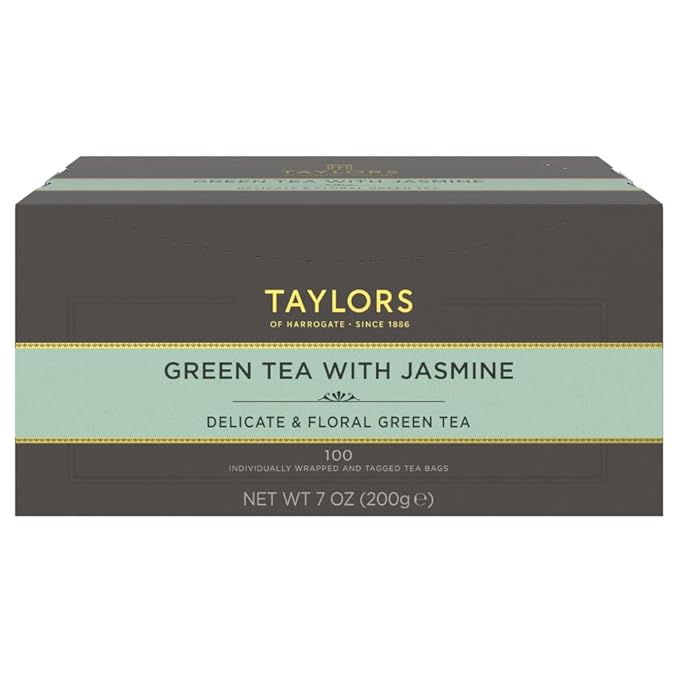 Taylors of Harrogate Green Tea with Jasmine, Individually Wrapped Bags, 100 Count (Pack of 1), Delicate, Floral and Sweet, Caffeinated, Enjoy Hot or Iced, 100 Teabags - Bloomnest