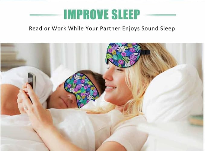 Hibiscus Pineapple Sleep Eye Mask Tropical Leaf Summer Holidays Men Women Sleep Mask with Adjustable Strap Eye Cover Eye Shade for Travel, Nap,Meditation - Bloomnest