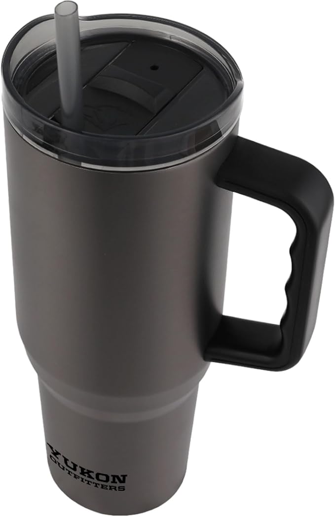 Yukon Outfitters Fit Forty 40oz Double Wall Vacuum Insulated Stainless Steel Tumbler with Reusable Straw & Ergonomic Handle | For Hot or Cold Beverage, Titanium - Bloomnest