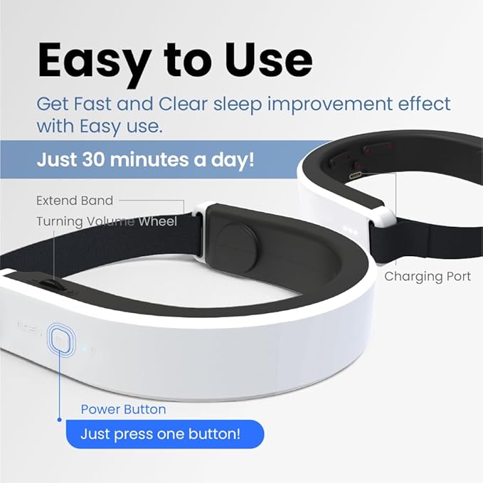 Insomnia Relief Device, Brain Care Headset, 40Hz Gamma Wave Stimulation of Near-Infrared & Bone Conduction, Improve Sleep, Enhance Concentration, Mental Relief and Relieve Stress - Bloomnest