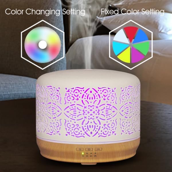 Earnest Living Essential Oil Diffuser White Ceramic Diffuser 500 ml Timers Night Lights and Auto Off Function Home Office Humidifier Aromatherapy Diffusers for Essential Oils - Bloomnest