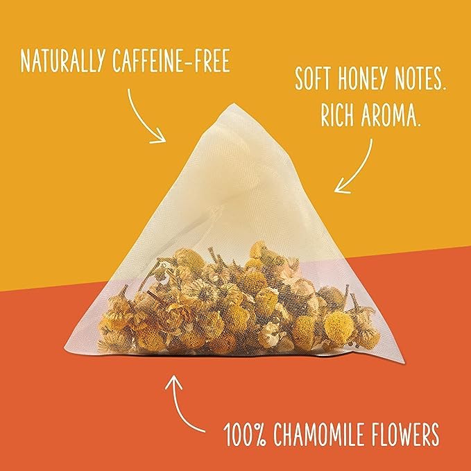 Two Leaves and a Bud Organic Chamomile Tea Bags, Naturally Caffeine Free, Whole Leaf Herbal Chamomile Tea in Compostable Sachets, 100 Count (Pack of 1) - Bloomnest