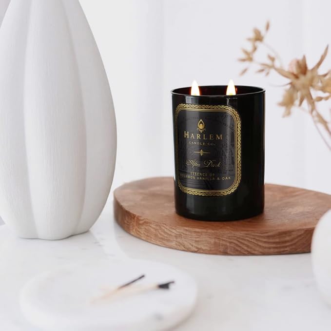 HARLEM CANDLE CO. After Dark - Luxury Scented Soy Candle, 11 oz - 80-Hour Burn Time | Bergamot, Saffron, Bourbon Vanilla, Oak | Scented Candles for Home - Bloomnest