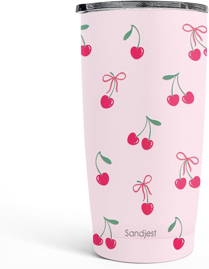 SANDJEST Cherry Tumbler 20oz, Stainless Steel Travel Cup with Lid, Insulated Coffee Mug, Cherry Gifts for Women Girls Friends Sisters on Birthday Christmas - Bloomnest