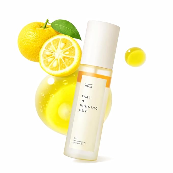 SIORIS Time Is Running Out mist 3.38 Fl oz, Organic and vegan face mist for Sensitive skin, jojoba oil for moisture lock, enriched citrus water rejuvenates, glass veil finish - Bloomnest
