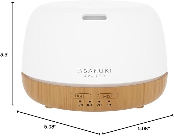 ASAKUKI Essential Oil Diffuser, 300ml Ultrasonic Aromatherapy Oil Humidifier with 7 Colors LED Lights, 2 Mist Mode for Home (Wood Grain) - Bloomnest