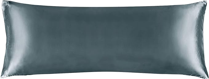 BEDELITE Satin Body Pillow Cover, Super Soft and Cooling Body Pillow Pillowcase for Hair and Skin, Breathable Silky Full Long Pillowcase Cover(20"x54", Space Grey) - Bloomnest