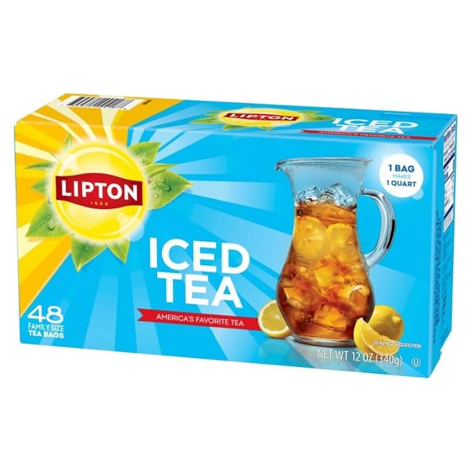 Lipton Unsweetened Iced Tea Bags, Family Size Zero Calories, 48 Tea Bags - Bloomnest