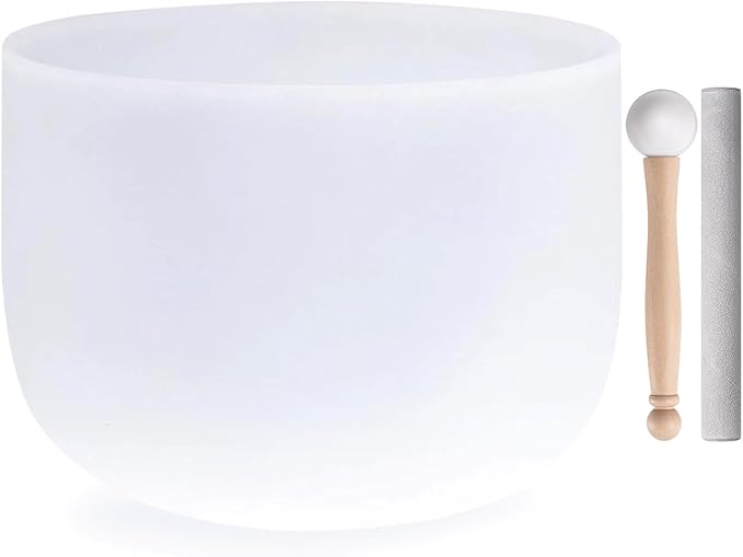 440HZ 8 Inch Frosted Quartz(F) Note Heart Chakra Frosted Quartz Crystal Singing Bowl Dispensing Free Mallet And O-ring for Sound Healing Meditation Experience The Beautiful Sounds of Nature - Bloomnest