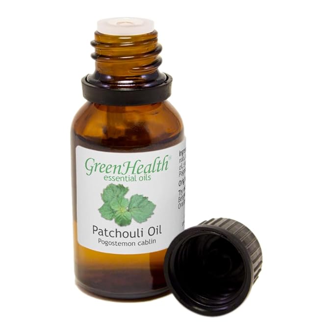 Patchouli Essential Oil – 1/2 fl oz (15 ml) Amber Glass Bottle w/Euro Dropper – 100% Pure Essential Oil - GreenHealth Greenals