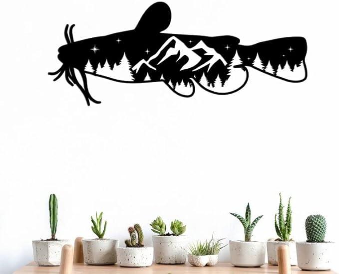 Personalized Neon Sign, Catfish Mountain Metal Wall Art Led Light, Fishing Gifts for Men, Gift for Dad, Fish and Trees Sign, Cabin Lodge Decor, Fisherman Gift - Bloomnest